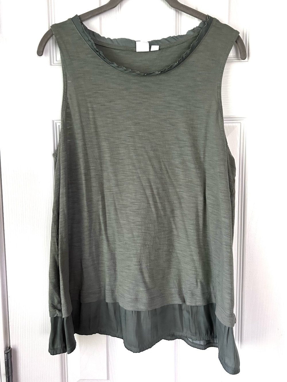 GAP Olive Mixed Media Sleeveless Tank Top Large